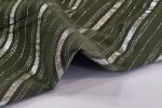 پارچه لینن سبز راه راه براق
